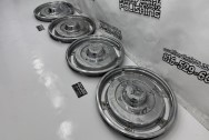 1960's Vintage Corvette Stainless Steel Hubcaps BEFORE Chrome-Like Polishing | Hubcap Polishing | Stainless Steel Polishing Services | Dent Repair Services 