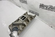 Edelbrock Aluminum Intake Manifold BEFORE Chrome-Like Metal Polishing and Buffing Services | Restoration Services | Intake Manifold Polishing Services 