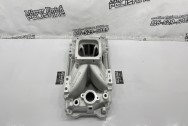Edelbrock Aluminum Intake Manifold BEFORE Chrome-Like Metal Polishing and Buffing Services | Restoration Services | Intake Manifold Polishing Services