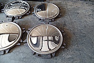 Stainless Steel Railroad Tank Car Lids - Tops AFTER Chrome-Like Metal Polishing - Stainless Steel Manufacturing Polishing / Production Polishing