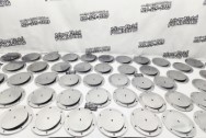 Stainless Steel Manufactured Basketball Court Electricity Access Panels AFTER SATIN FINISH Metal Polishing and Buffing Services | Restoration Services | Machined Pieces Polishing Services