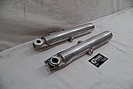 1974 Harley Davidson FLH Aluminum Front Fork Sliders BEFORE Chrome-Like Metal Polishing and Buffing Services - Aluminum Polishing