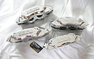 UUC Motorworks Aluminum Brake Calipers AFTER Chrome-Like Metal Polishing and Buffing Services